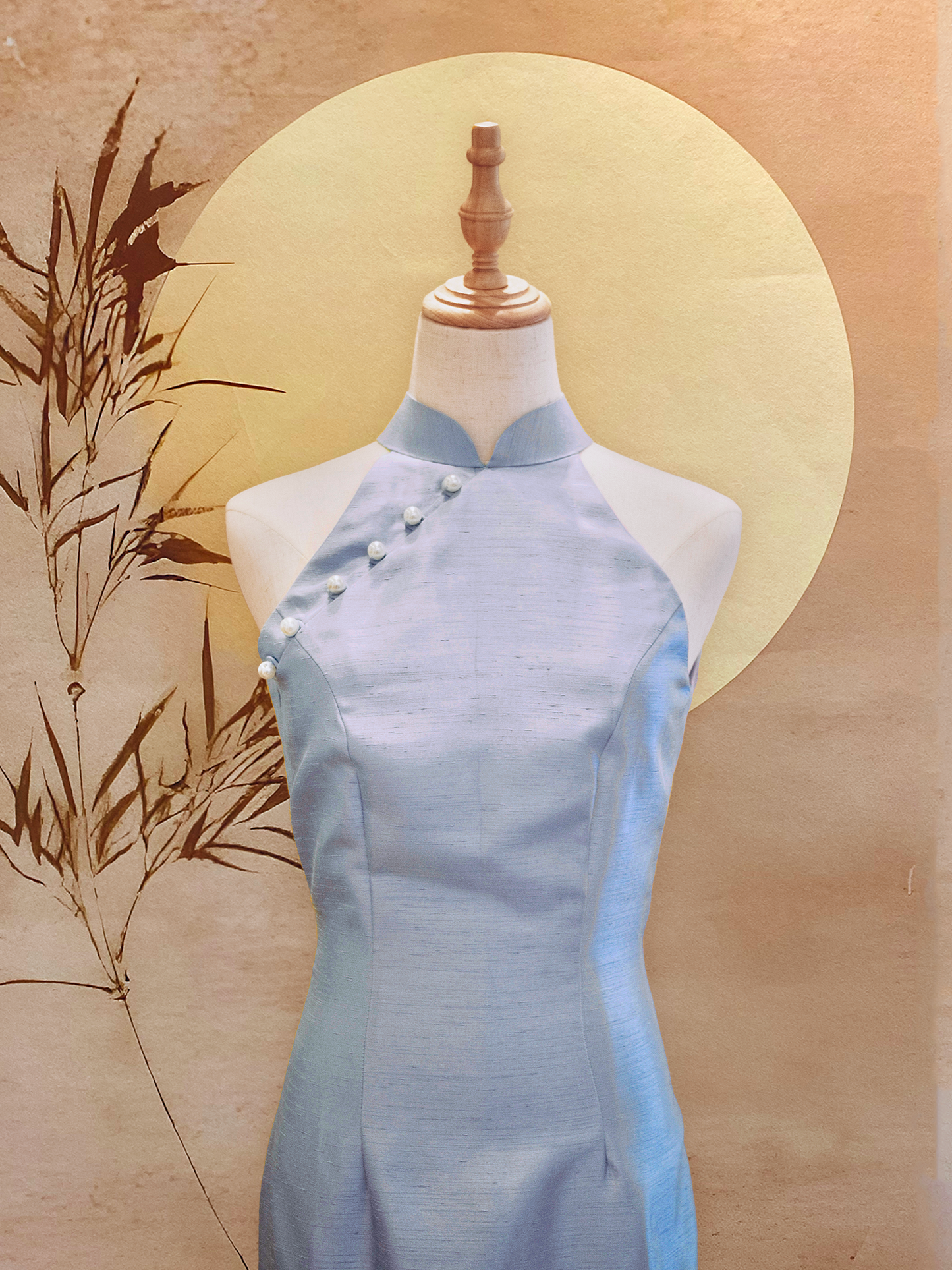 Duck Egg Blue Thai Silk Cheongsam