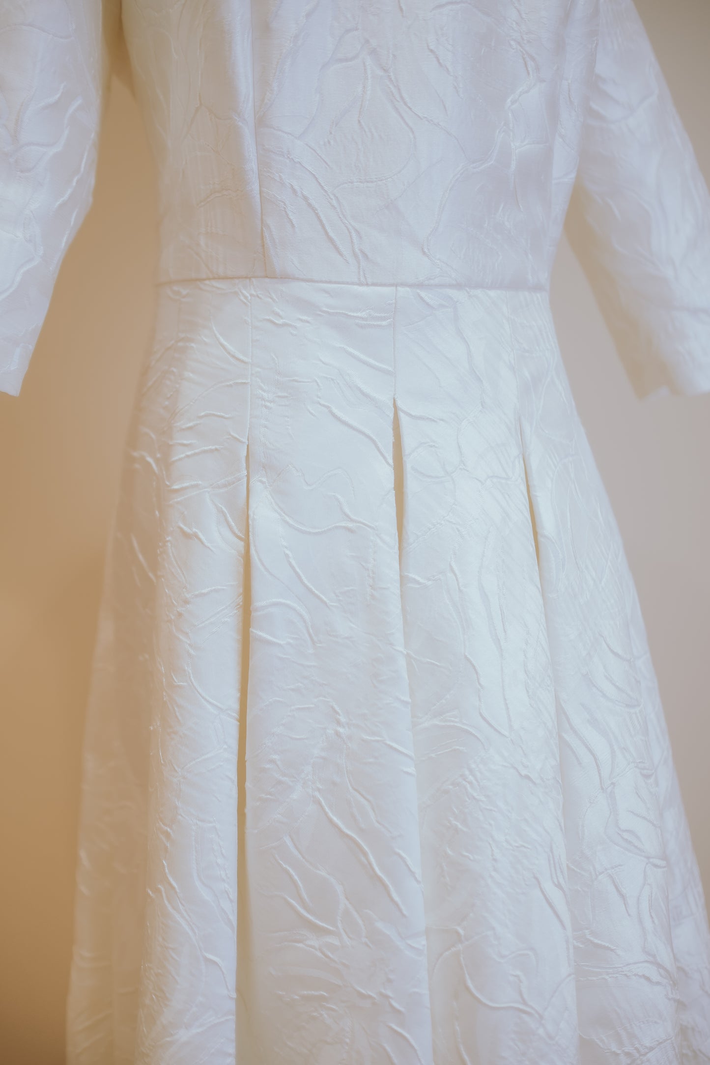 Mother of the Bride / Groom Boatneck Floral Jacquard Pleated A-line Dress