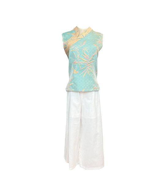Mint Green Traditional Top with Linen Pants