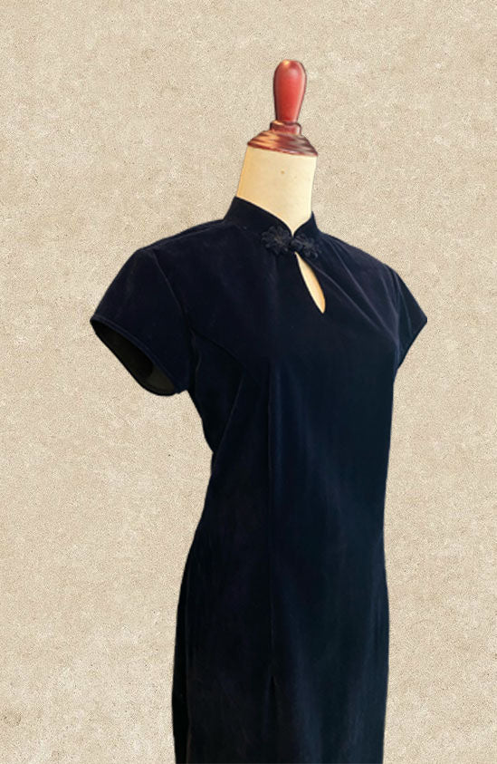 Navy Blue Velvet Cheongsams
