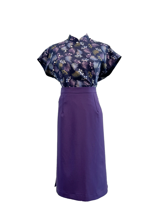 Purple Liberty Top and Cotton Wool Skirt Set