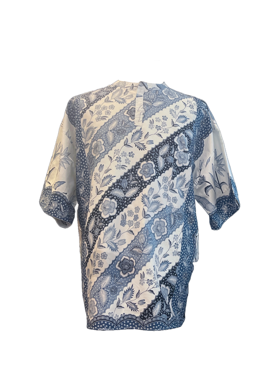 Mock Mandarin Collar Batik Shirt