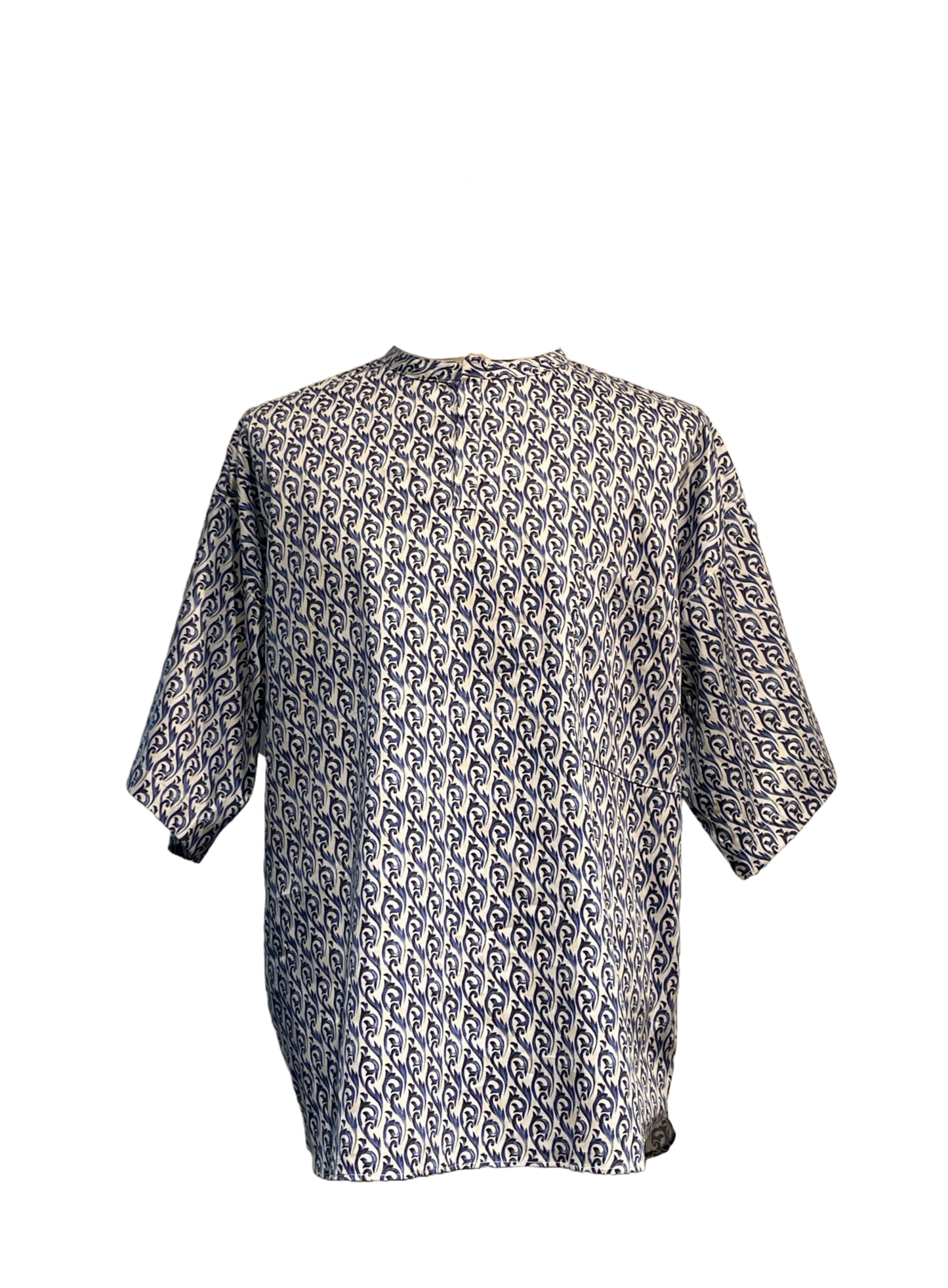 Mock Mandarin Indian Block Print Shirt