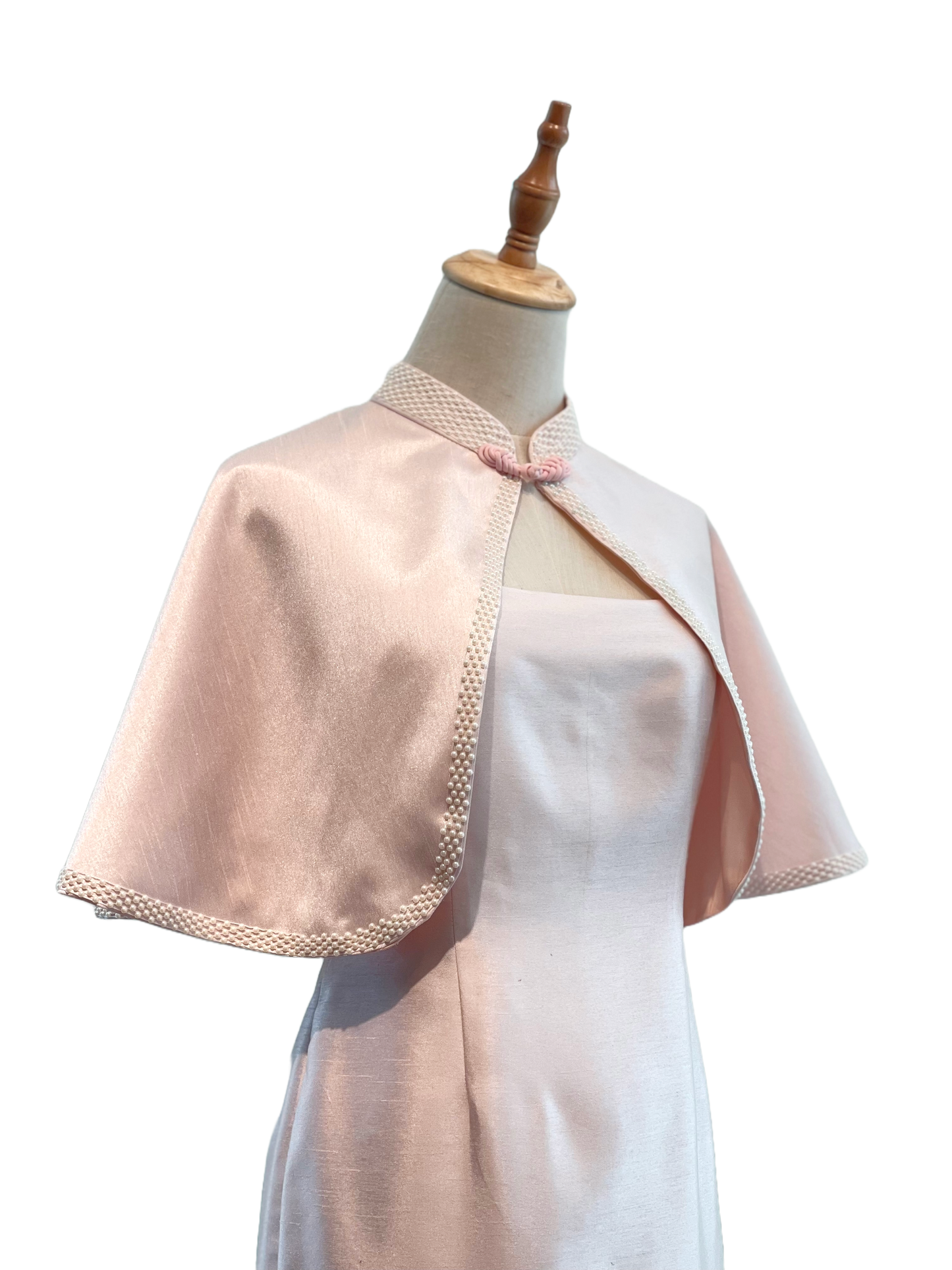 Baby Pink Thai Silk Cape and Dress Set