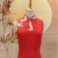 Red Printed Satin Cheongsam