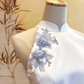 White Duchess Satin Cheongsam with Frost Flower Applique