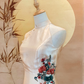 Champagne Thai Silk Cheongsam and Floral Appliqué