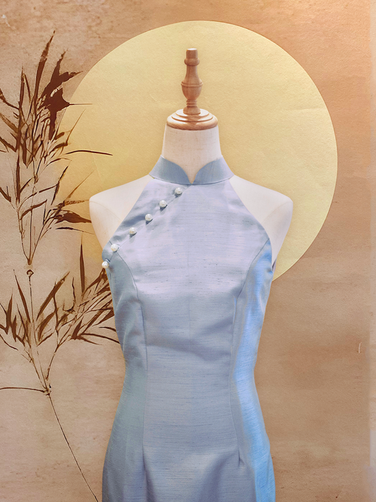 Duck Egg Blue Thai Silk Cheongsam