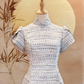 Black, White and Blue Tweed Flare Cheongsam with Sleeves