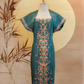 Forest Green Peranakan-Inspired Style Dress with Detached Sleeves