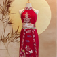 Red Sangjit-Style Dress with Oriental Embroidery
