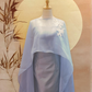 Silver Thai Silk Cheongsam with Light Blue Organza Cape