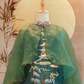 Teal Green Sangjit-Style Dress with Forest Green Organza Cape