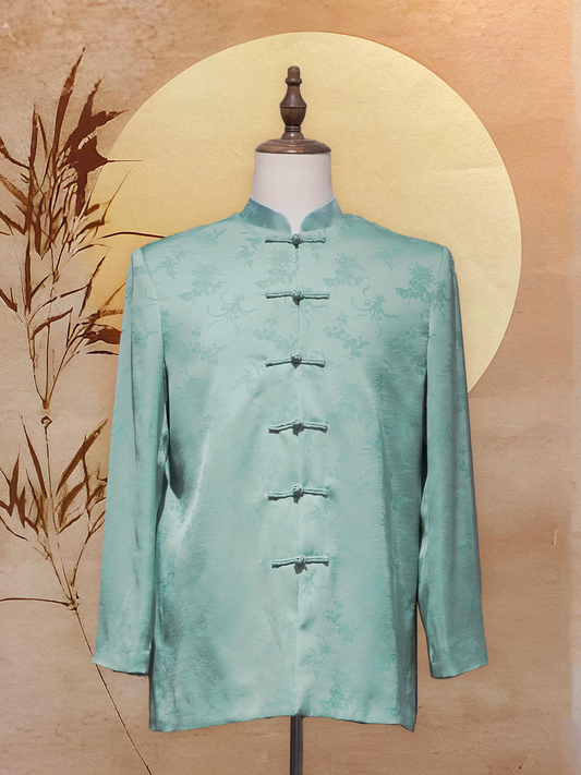 Mint Green Chinese Silk Tang Shirt