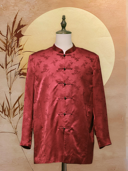 Red Chinese Silk Tang Shirt
