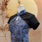 2pc Blue and Black Cotton Top with Peephole and Skirt