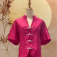 2pc Fuchsia Pink Traditional Top with Frog Buttons and Pants