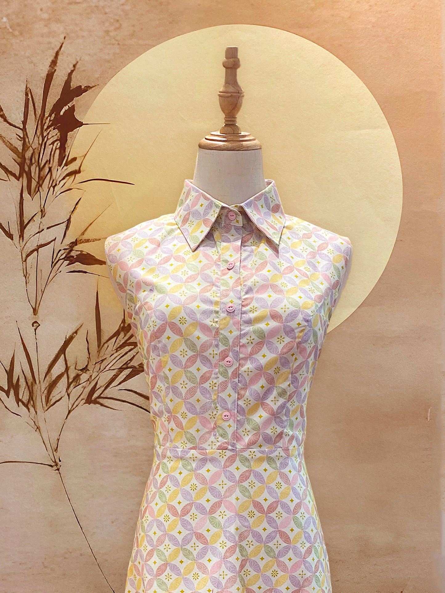 Pastel Printed Flare Cotton Dress