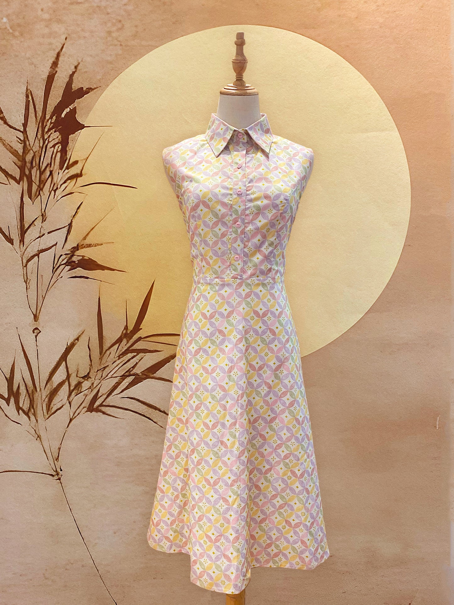 Pastel Printed Flare Cotton Dress