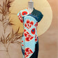 Teal Printed Chiffon Cheongsam