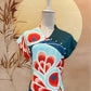 Teal Printed Chiffon Cheongsam