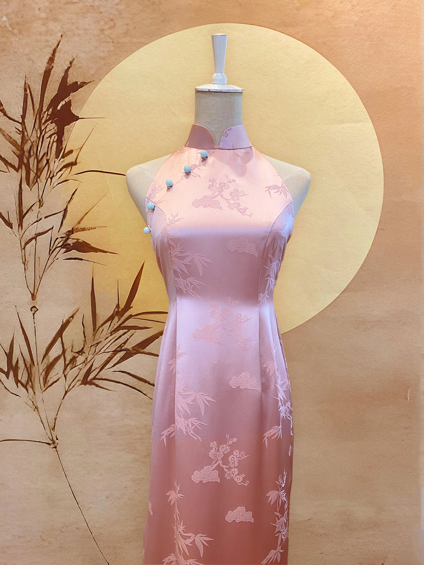 Light Pink Chinese Silk Cheongsam with Mint Jade Beads – Outpost Clothing