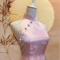 Light Pink Chinese Silk Cheongsam with Mint Jade Beads