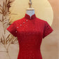Red Sequin Tweed Cheongsam