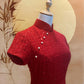 Red Sequin Tweed Cheongsam