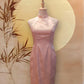 Baby Pink Chinese Silk Halter Neck Cheongsam