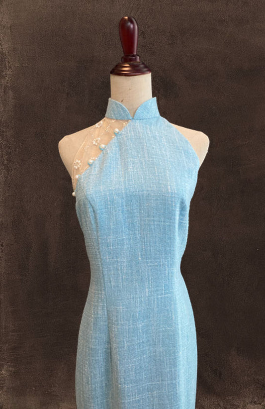 Blue Tweed Cheongsams