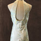 Cream Jacquard Halter Cheongsams with Tolga Cutout and Open Back Detail