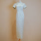 Mint Green Jacquard Cheongsam with Petal Sleeves