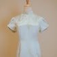 Mint Green Jacquard Cheongsam with Petal Sleeves