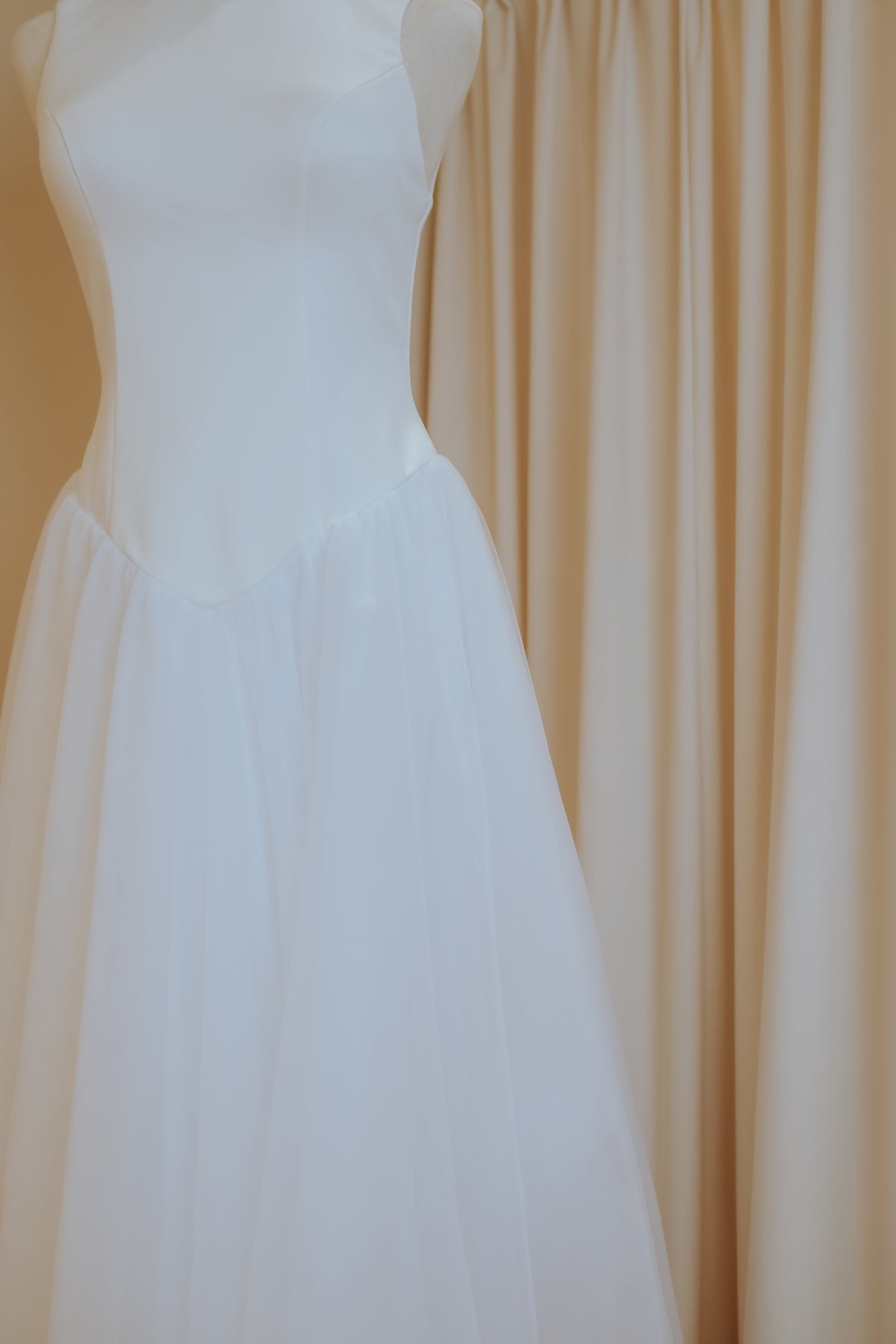 Duchess Satin Cheongsam A-Line Tulle Dress Fusion