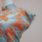 Green and orange jacquard cheongsam with pointed sleeves