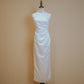 White Duchess Satin Cheongsam with Side Ruching