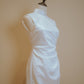 White Duchess Satin Cheongsam with Side Ruching