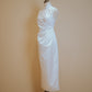 White Duchess Satin Cheongsam with Side Ruching