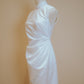 White Duchess Satin Cheongsam with Side Ruching