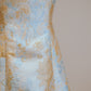 Yellow Jacquard with Blue Floral Motif A Line Boatneck Dress