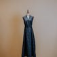 Midnight Blue Floral Jacquard A line Panel Dress
