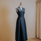 Midnight Blue Floral Jacquard A line Panel Dress