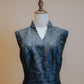 Midnight Blue Floral Jacquard A line Panel Dress