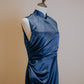 Silk Satin with Side Ruching Modern Mother of the Bride/Groom Gown with Mandarin Collar