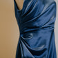 Silk Satin with Side Ruching Modern Mother of the Bride/Groom Gown with Mandarin Collar