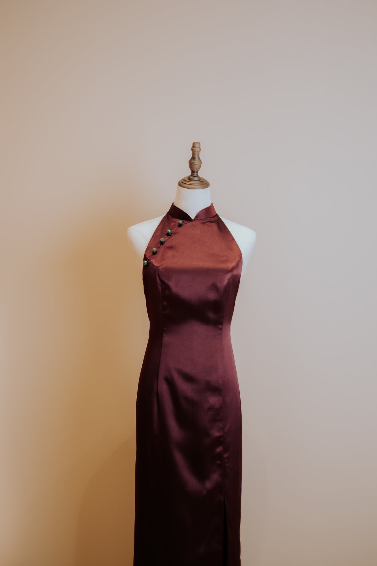 Burgundy Red Duchess Satin Cheongsam