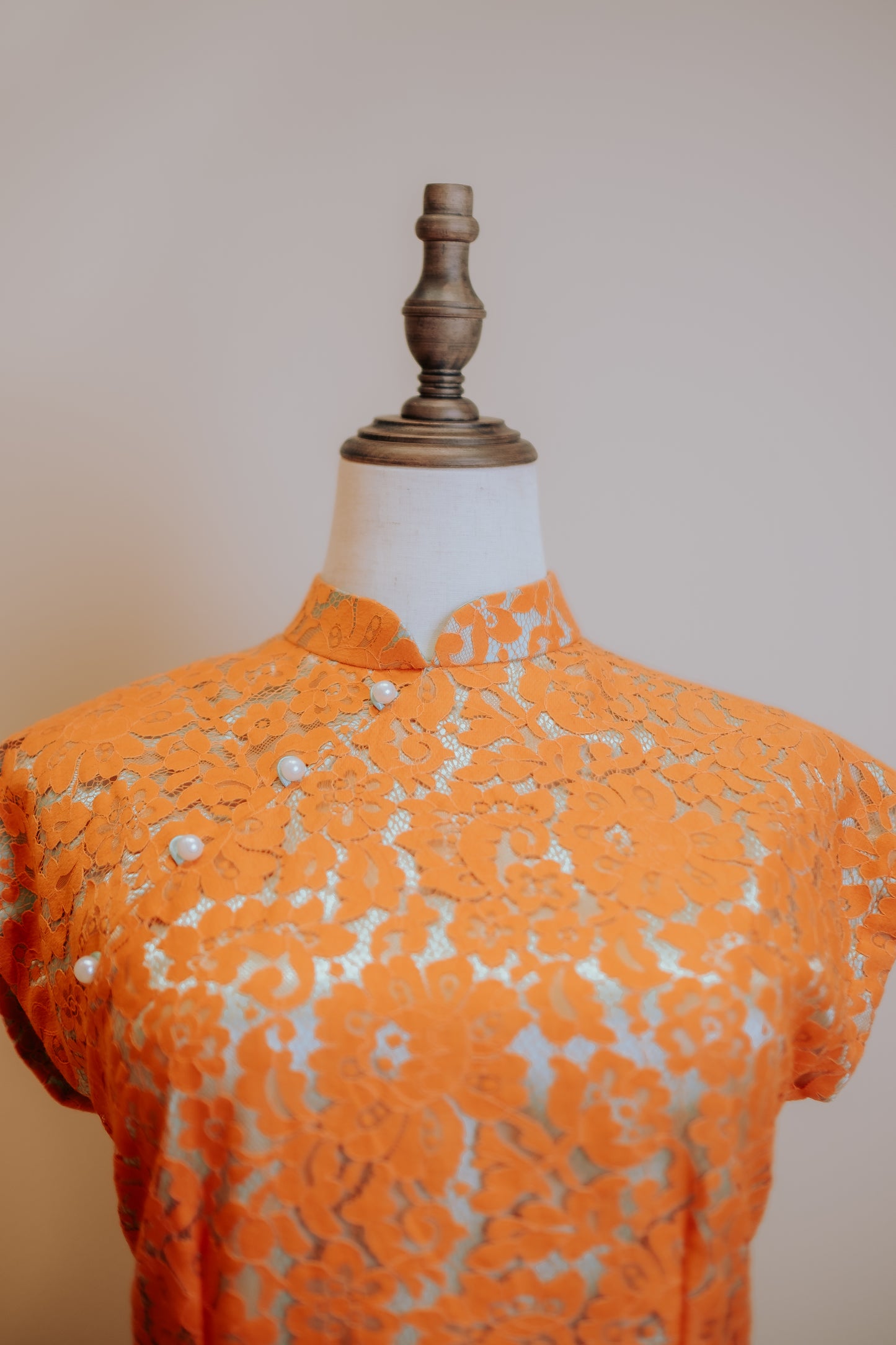 Lace  Cheongsam with Mint Inner Lining