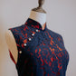 Navy Blue Lace Cheongsam With Red Inner Lining