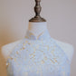 Baby Blue Lace with Butter Yellow Inner Lining Cheongsam and Back Peephole